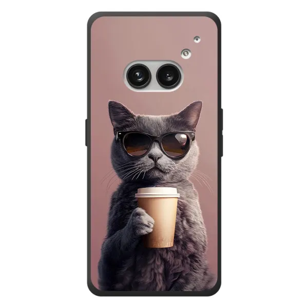 Чехол с принтом «Кот с кофе» для Nothing Phone (2a) Plus