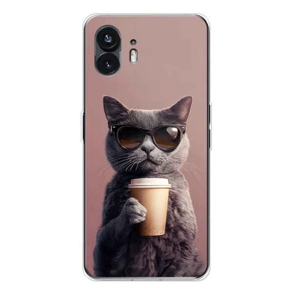 Чехол с принтом «Кот с кофе» для Nothing Phone 3