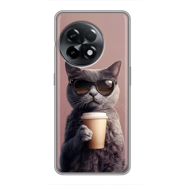 Чехол с принтом «Кот с кофе» для OnePlus 11