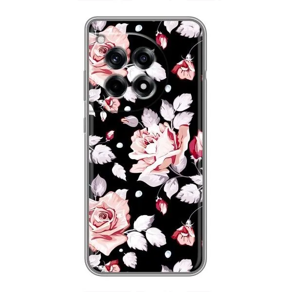 Чехол с принтом «Цветочки на черном» для OnePlus 12R Чехол с принтом «Цветочки на черном» для OnePlus 12R