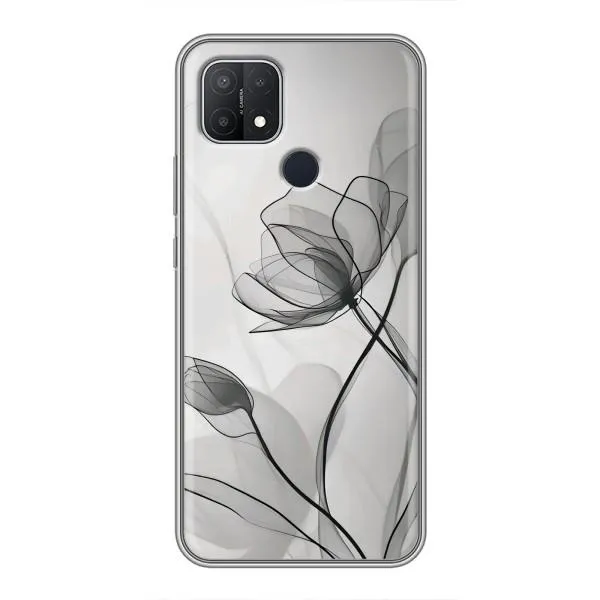 Чехол с принтом «Черные цветы» для OPPO A15 Чехол с принтом «Черные цветы» для OPPO A15