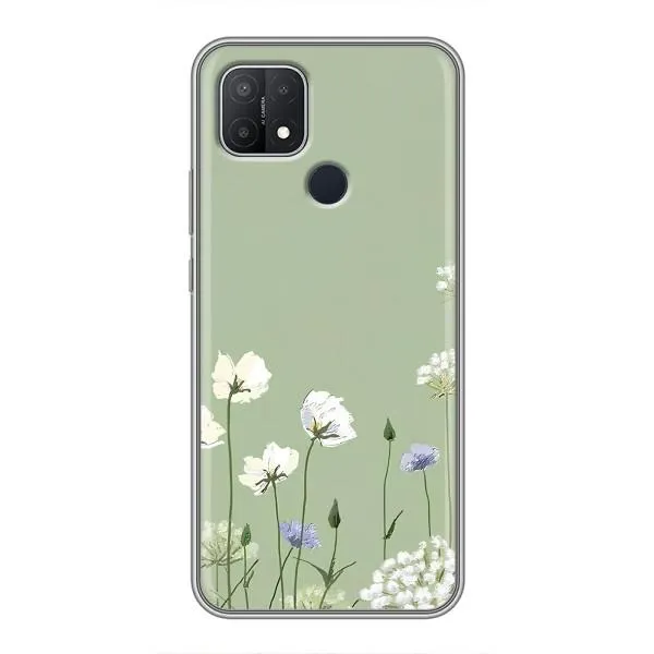 Чехол с принтом «Цветы на зеленом» для OPPO A15 Чехол с принтом «Цветы на зеленом» для OPPO A15