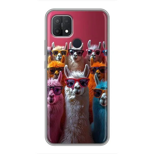 Чехол с принтом «Ламы в очках» для OPPO A15 Чехол с принтом «Ламы в очках» для OPPO A15