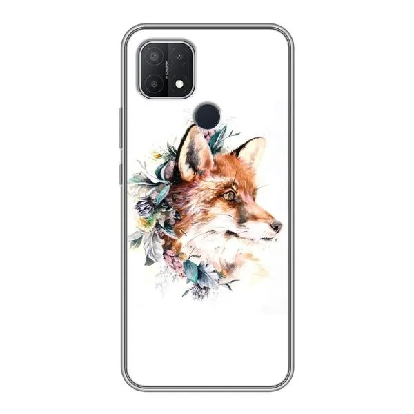 Чехол с принтом «Лисичка в цветочках» для OPPO A15s