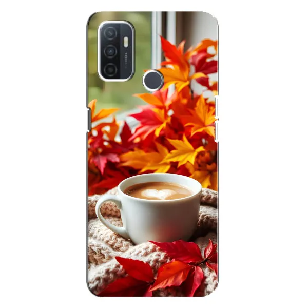 Чехол с принтом «Кофе и листья» для OPPO A32