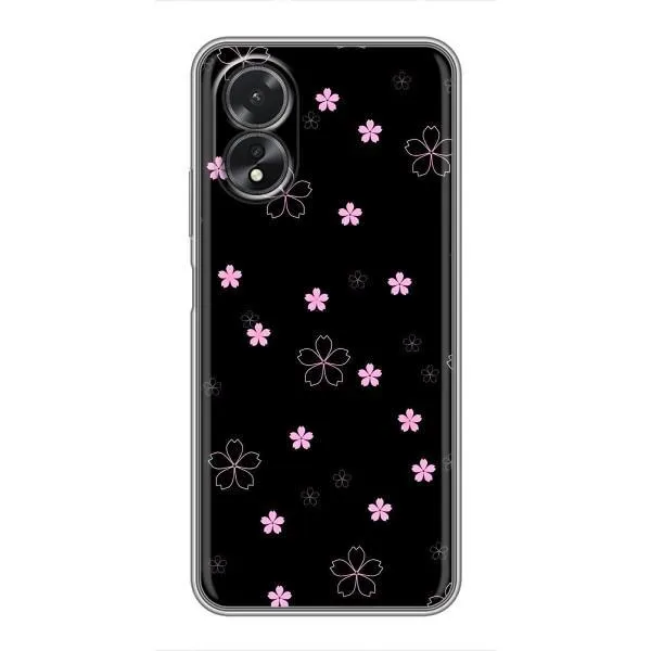 Чехол с принтом «Розовые цветы на черном» для OPPO A38
