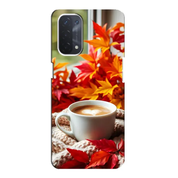 Чехол с принтом «Кофе и листья» для OPPO A54 (5G)