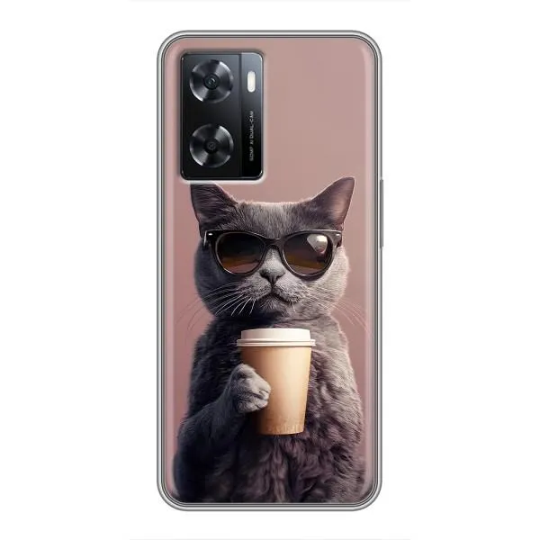 Чехол с принтом «Кот с кофе» для OPPO A57s Чехол с принтом «Кот с кофе» для OPPO A57s