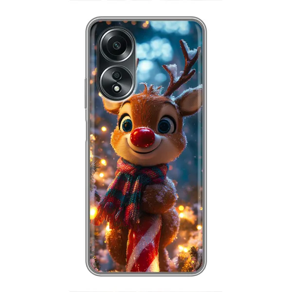 Чехол с принтом «Олень с шарфом» для OPPO A58 (4G)