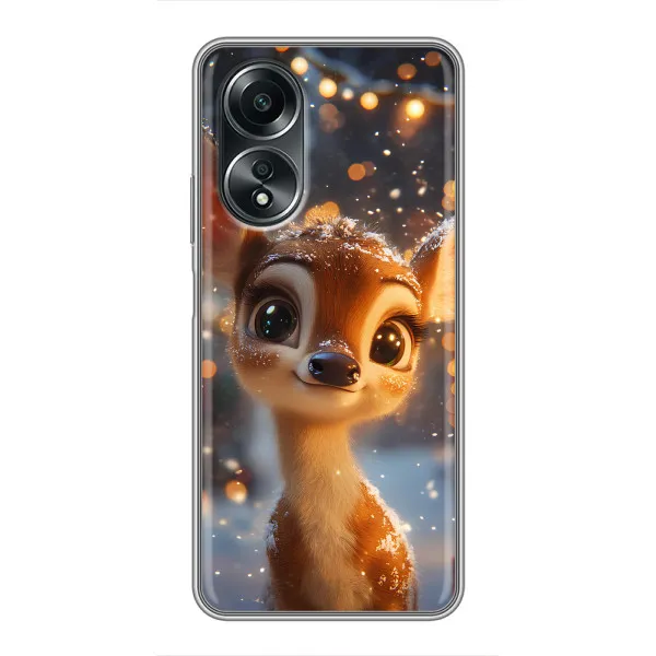 Чехол с принтом «Олененок среди гирлянд» для OPPO A58 (4G)