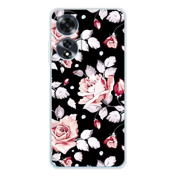 Чехол с принтом «Цветочки на черном» для OPPO A60