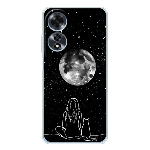 Чехол с принтом «Девушка с котом» для OPPO A60