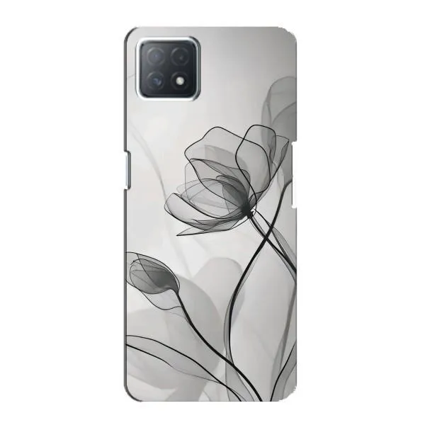 Чехол с принтом «Черные цветы» для OPPO A73 (5G)