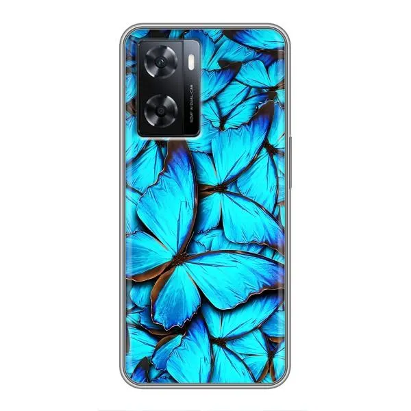 Чехол с принтом «Синие бабочки» для OPPO A77