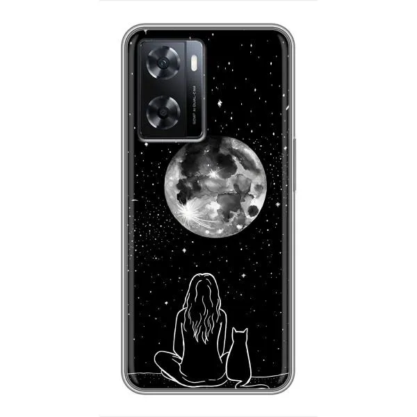 Чехол с принтом «Девушка с котом» для OPPO A77