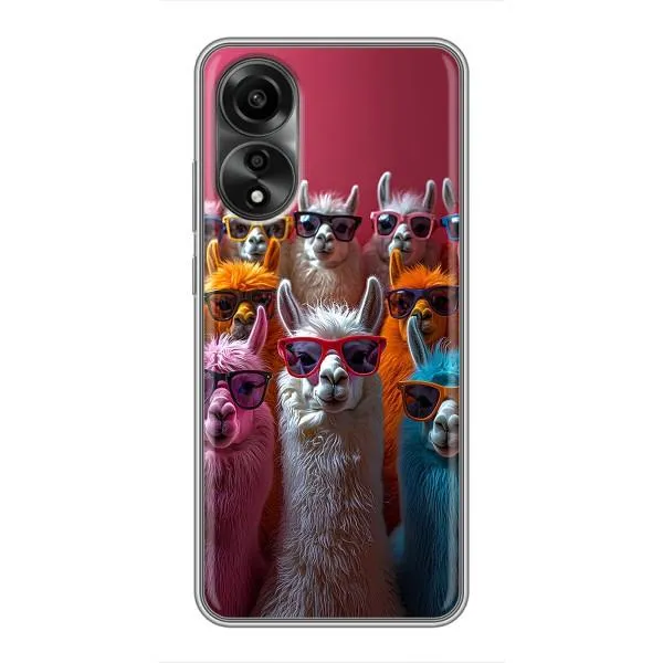 Чехол с принтом «Ламы в очках» для OPPO A78 (4G)