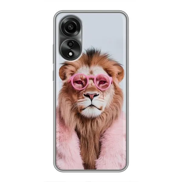 Чехол с принтом «Лев в очках» для OPPO A78 (4G)