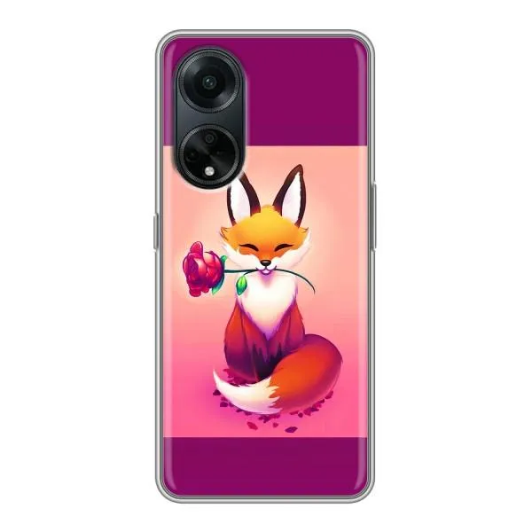 Чехол с принтом «Лисичка с розочкой» для OPPO A98