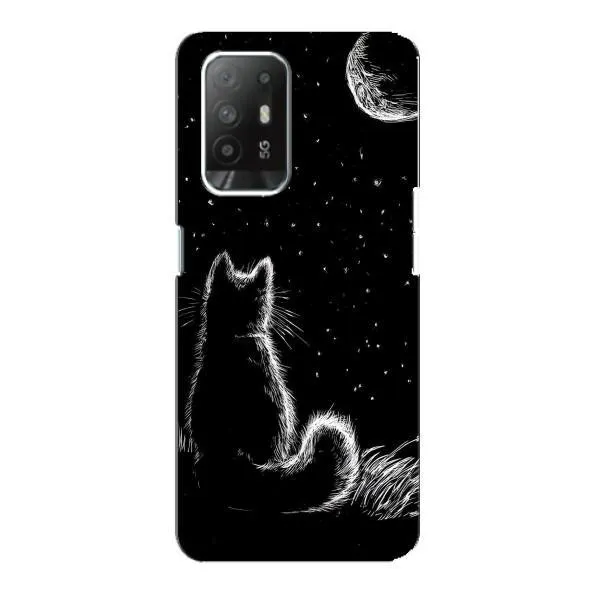 Чехол с принтом «Котик и луна» для OPPO F19 Pro Plus 5G