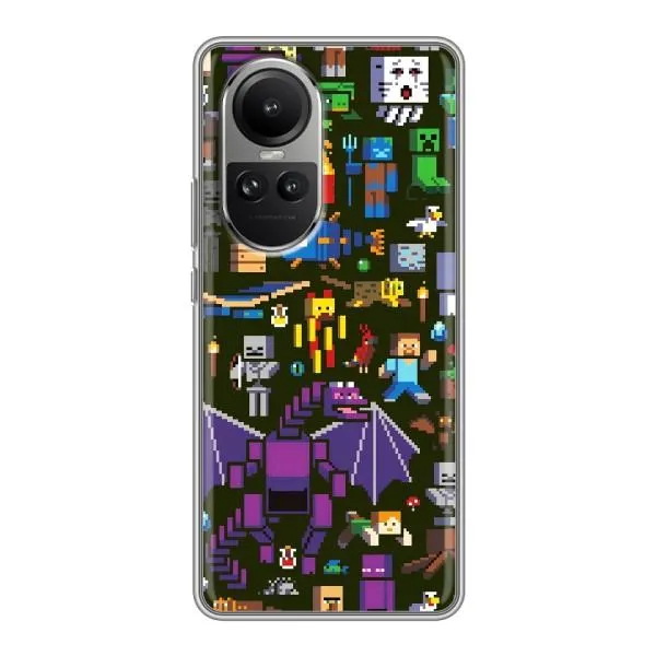 Чехол с принтом «Коллаж Майнкрафт» для OPPO Reno 10 Pro