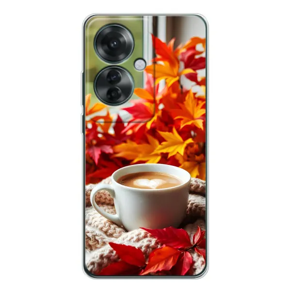 Чехол с принтом «Кофе и листья» для OPPO Reno 11F Чехол с принтом «Кофе и листья» для OPPO Reno 11F