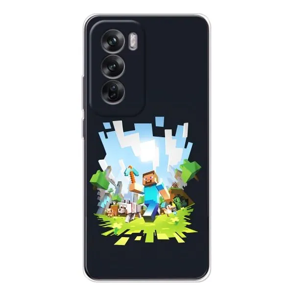 Чехол с принтом «персонажи Minecraft» для OPPO Reno 12 Чехол с принтом «персонажи Minecraft» для OPPO Reno 12