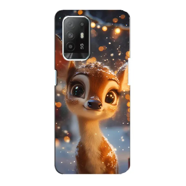 Чехол с принтом «Олененок среди гирлянд» для OPPO Reno 5z Чехол с принтом «Олененок среди гирлянд» для OPPO Reno 5z