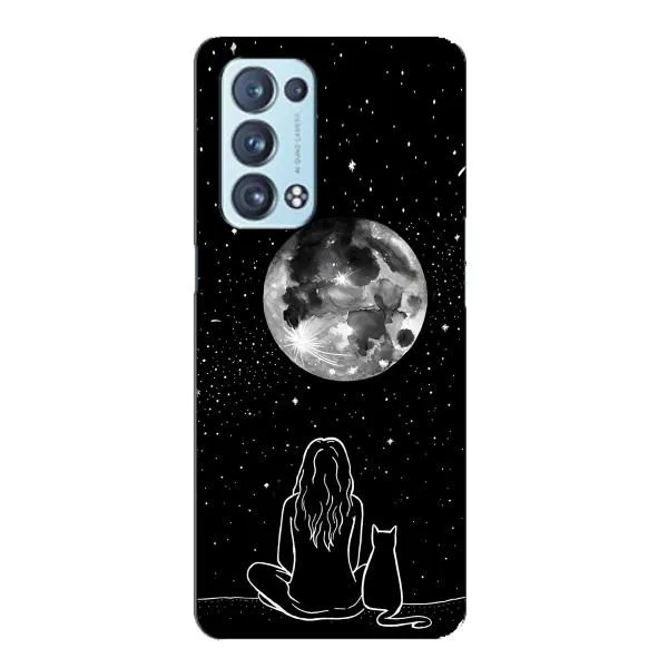 Чехол с принтом «Девушка с котом» для OPPO Reno6 Pro 5G