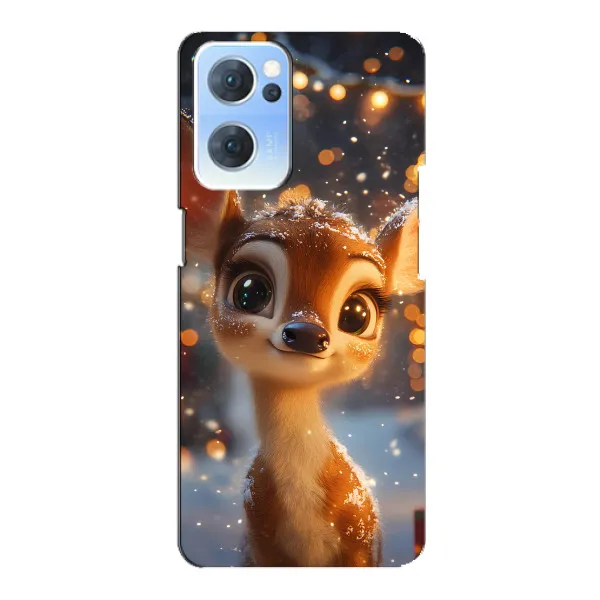 Чехол с принтом «Олененок среди гирлянд» для OPPO Reno7 5G