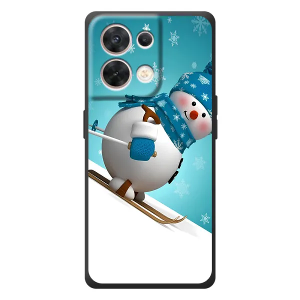 Чехол с принтом «Снеговик на лыжах» для OPPO Reno 8 5G Чехол с принтом «Снеговик на лыжах» для OPPO Reno 8 5G