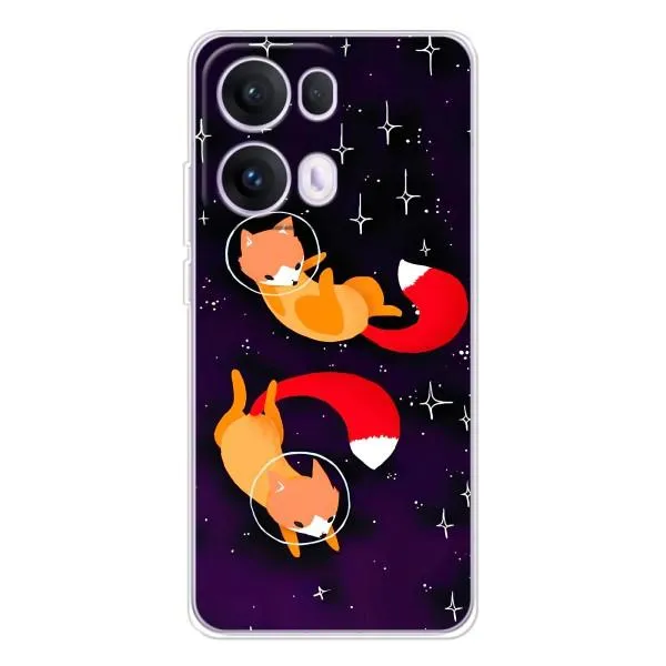 Чехол с принтом «Лисички космонавты» для OPPO Reno13 Pro