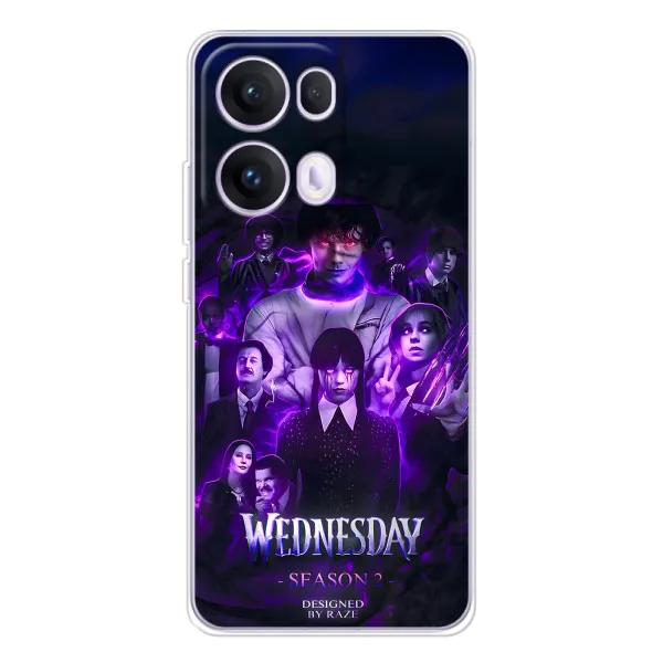 Чехол с принтом «Фиолетовая магия Уэнздей» для OPPO Reno13 Pro