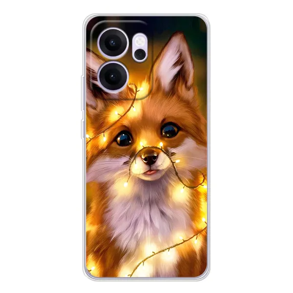 Чехол с принтом «Лисичка в гирляндах» для OPPO Reno14 F