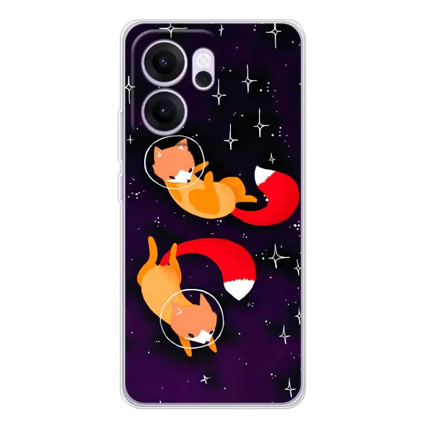 Чехол с принтом «Лисички космонавты» для OPPO Reno14 F