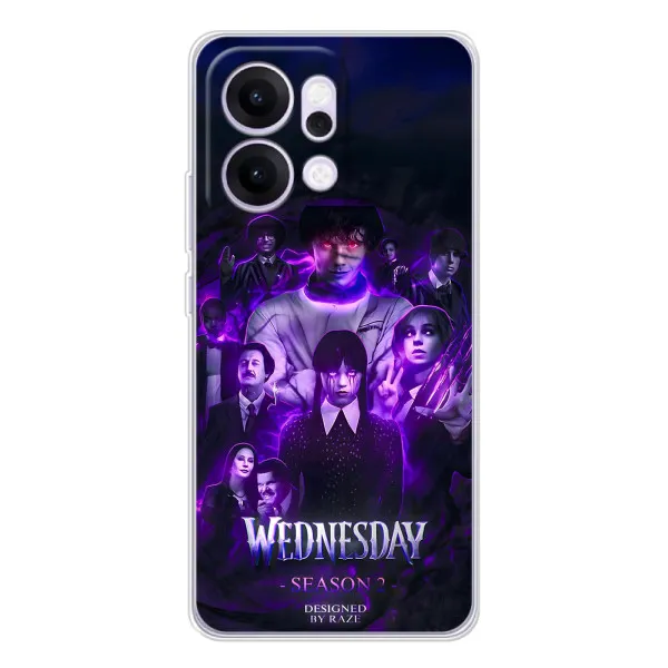 Чехол с принтом «Фиолетовая магия Уэнздей» для OPPO Reno14 Pro