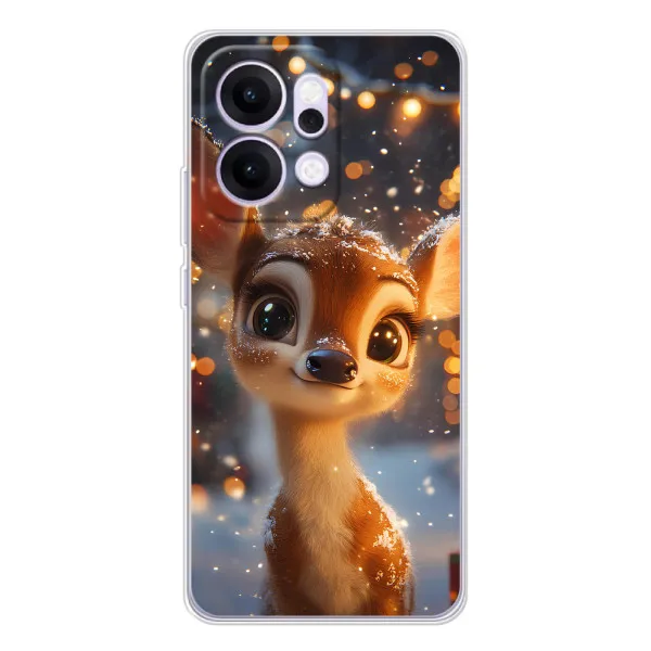 Чехол с принтом «Олененок среди гирлянд» для OPPO Reno14 Pro