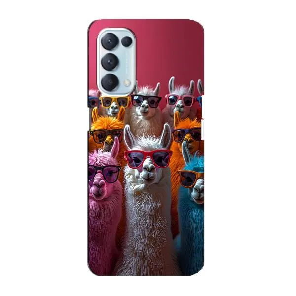 Чехол с принтом «Ламы в очках» для OPPO Reno5 4G Чехол с принтом «Ламы в очках» для OPPO Reno5 4G