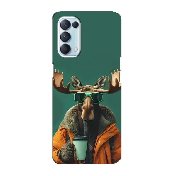 Чехол с принтом «Лось с кофе» для OPPO Reno5 4G Чехол с принтом «Лось с кофе» для OPPO Reno5 4G