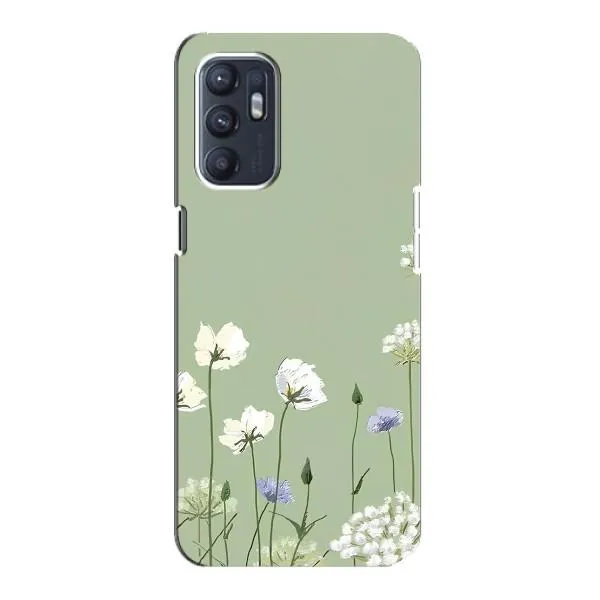 Чехол с принтом «Цветы на зеленом» для OPPO Reno6 4G
