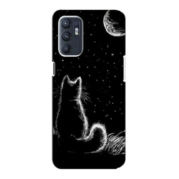 Чехол с принтом «Котик и луна» для OPPO Reno6 5G Чехол с принтом «Котик и луна» для OPPO Reno6 5G