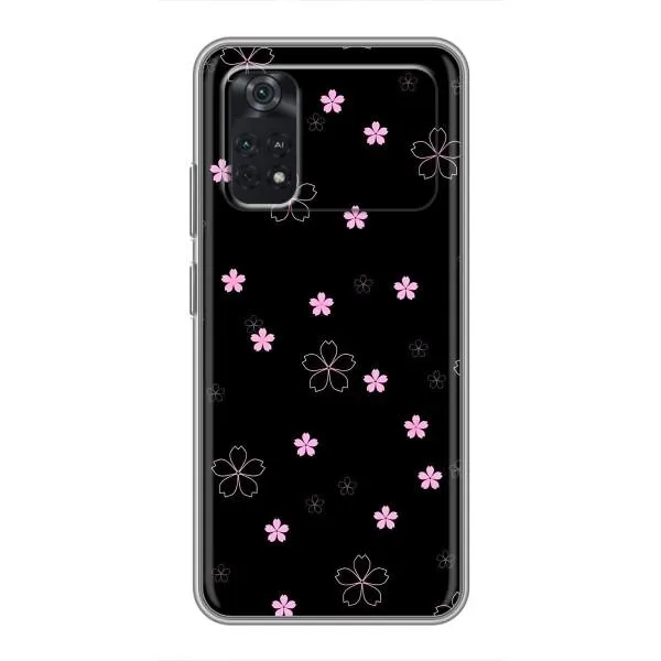 Чохол з принтом «Рожеві квіти на чорному» для Xiaomi POCO M4 Pro 4G