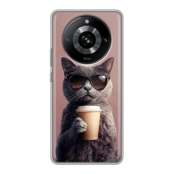 Чехол с принтом «Кот с кофе» для Realme 11 Pro