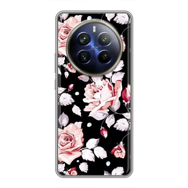 Чехол с принтом «Цветочки на черном» для Realme 12 Plus