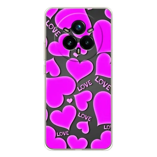 Чехол с принтом «Pink hearts» для Realme 14 Pro Plus
