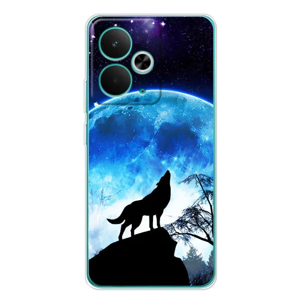 Чехол с принтом «Волк на луну» для Realme 14T