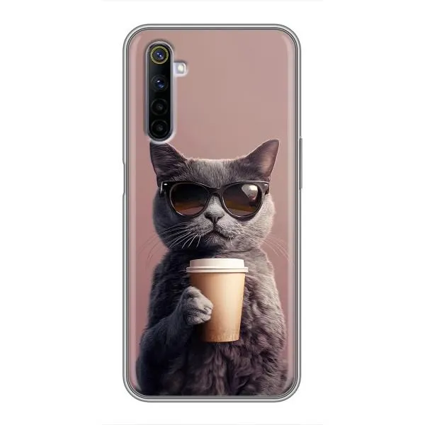 Чехол с принтом «Кот с кофе» для Realme 6