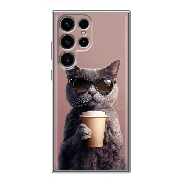 Чехол с принтом «Кот с кофе» для Realme C100 5G Чехол с принтом «Кот с кофе» для Realme C100 5G
