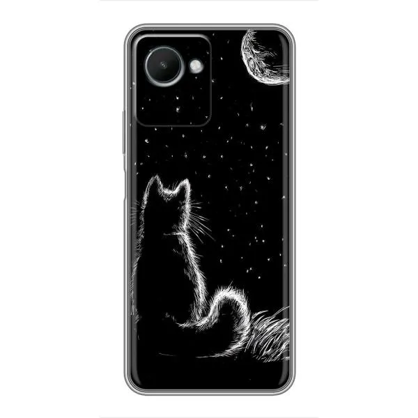 Чехол с принтом «Котик и луна» для Realme C30s Чехол с принтом «Котик и луна» для Realme C30s