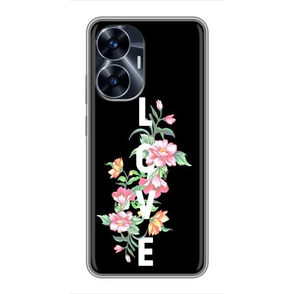 Чехол с принтом «Цветы LOVE» для Realme C55