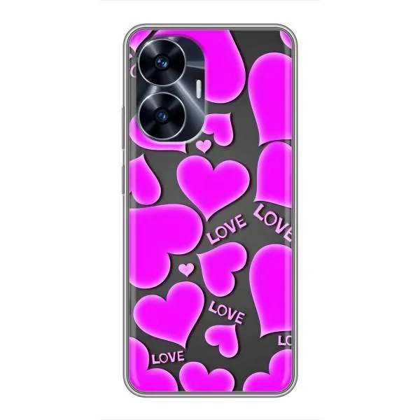Чехол с принтом «Pink hearts» для Realme C55